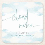Porta-copo De Papel Quadrado Sonho de Chá de panela Branco e Azul Cloud Nine<br><div class="desc">Escapar para a nuvem 9 com a nossa Coleção Azul e Branca de Aquarelas, projetada para elevar seu chá de panela a um caso sonhador. Mergulhe na beleza etérea de nossos convites, onde matizes macios e nuvens de aquarela definem o tom para uma celebração elegante. Mergulhem seus convidados no charme...</div>