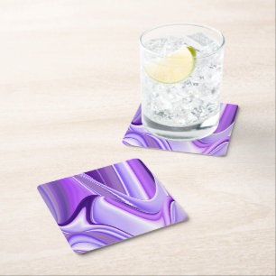 Porta-copo De Papel Quadrado Sonhos de Arco-Íris de Flor Roxo