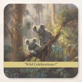 Porta-copo De Papel Quadrado Sonhos de Floresta Koala, personalizados