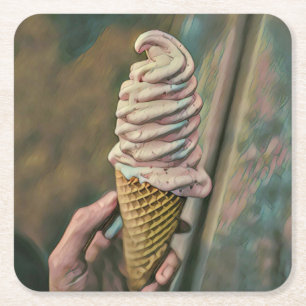 Porta-copo De Papel Quadrado sorvete congelando legal