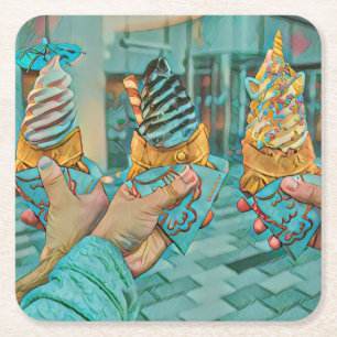 Porta-copo De Papel Quadrado Sorvete de chocolate