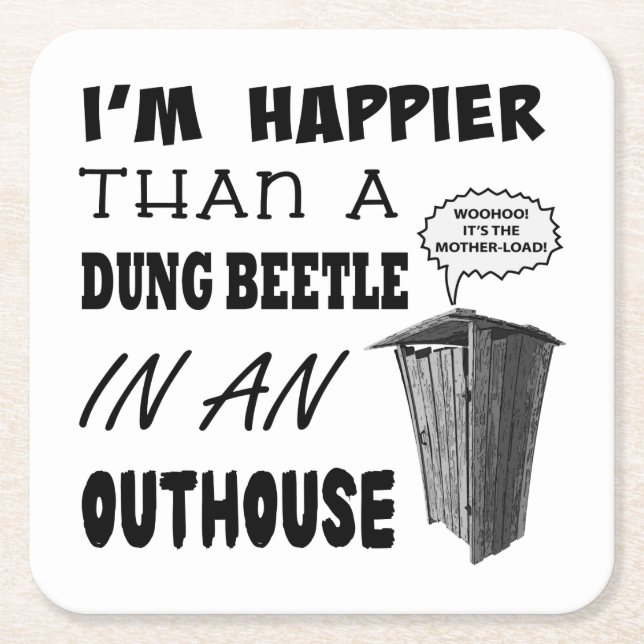 Porta-copo De Papel Quadrado Sou mais feliz que um besouro no banheiro (Frente)