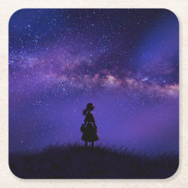 Porta-copo De Papel Quadrado Sozinha e Starry Night