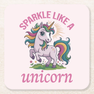 Porta-copo De Papel Quadrado Sparkle como um unicórnio