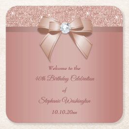 Porta-copo De Papel Quadrado Sparkles & Glamor, Festa de aniversário Dourada Ro