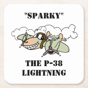 Porta-copo De Papel Quadrado "Sparky", o desenho P-38 Lightning