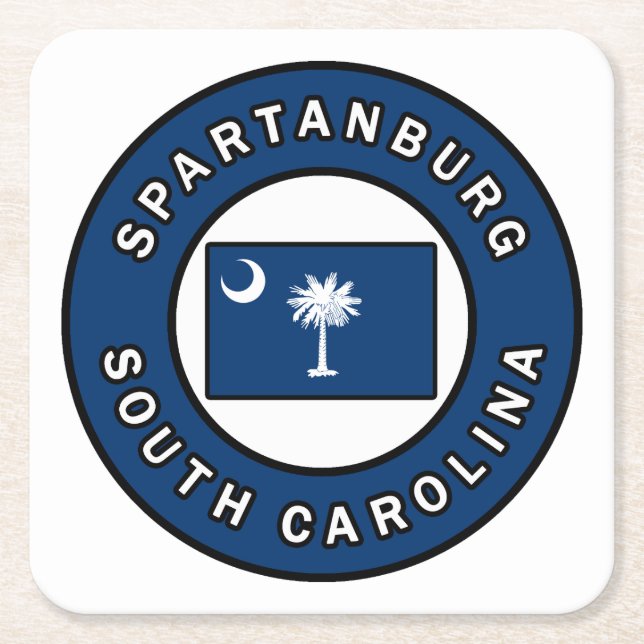 Porta-copo De Papel Quadrado Spartanburg Carolina do Sul (Frente)