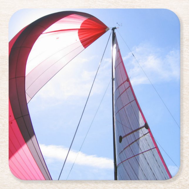 Porta-copo De Papel Quadrado Spinnaker vermelho com Sun (Frente)