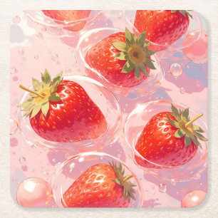 Porta-copo De Papel Quadrado Splash de Morango