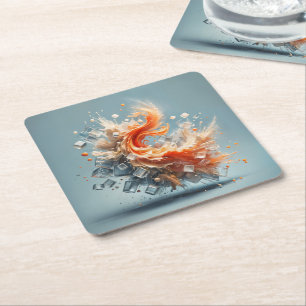 Porta-copo De Papel Quadrado Splash Tropical