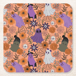 Porta-copo De Papel Quadrado Spooky floral