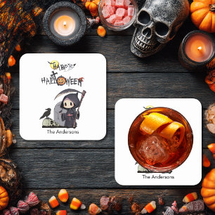 Porta-copo De Papel Quadrado Spooky Grim Reaper Graveyard Gothic Kids Halloween