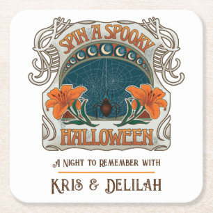 Porta-copo De Papel Quadrado Spooky Halloween, Personalizado