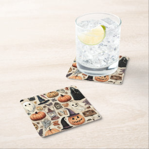 Porta-copo De Papel Quadrado Spooky Season - Porta copos de Papel Halloween