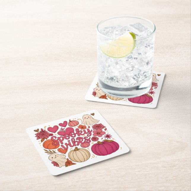 Porta-copo De Papel Quadrado Spooky Vibes - Halloween (Insitu)