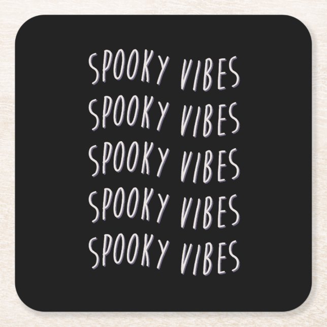 Porta-copo De Papel Quadrado spooky vibes typography (Frente)