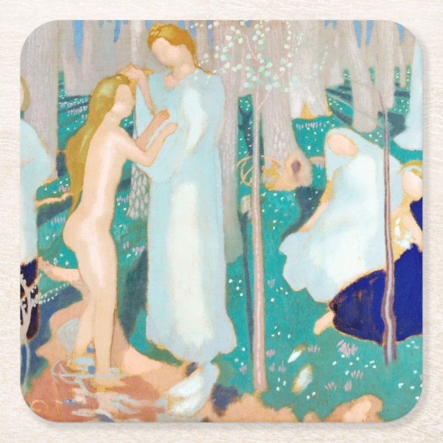 Porta-copo De Papel Quadrado Springtime, Maurice Denis (Frente)