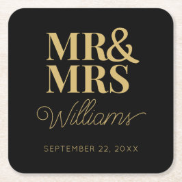 Porta-copo De Papel Quadrado Sr. Elegant Festa de noivado de ensaio clássico