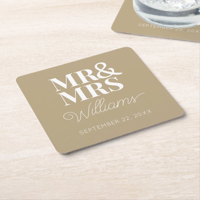 Porta-copo De Papel Quadrado Sr. Elegant Festa de noivado de ensaio clássico (Inclinado)