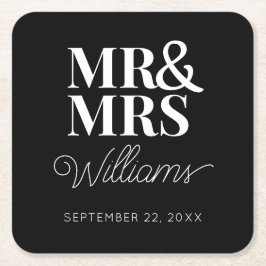 Porta-copo De Papel Quadrado Sr. Elegant Festa de noivado de ensaio clássico