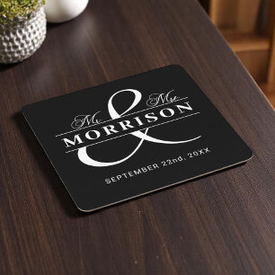 Porta-copo De Papel Quadrado Sr. Monograma Black White Wedding