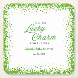 Porta-copo De Papel Quadrado St Patrick's Day A Little Lucky Charm Baby Shower 