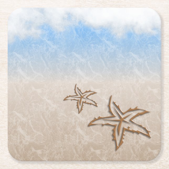 Porta-copo De Papel Quadrado Starfish Beach (Frente)