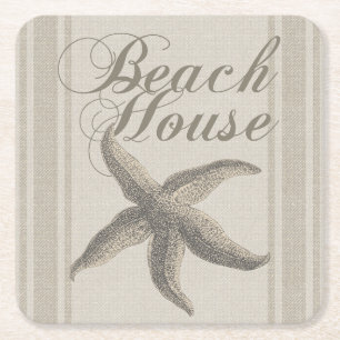 Porta-copo De Papel Quadrado Starfish Beach House Seashore Coastal