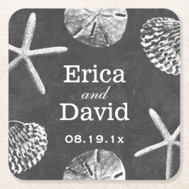 Porta-copo De Papel Quadrado Starfish & Seashells