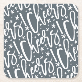 Porta-copo De Papel Quadrado Starry Cheers Brush Script Modern New Year Foto