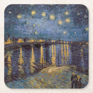 Porta-copo De Papel Quadrado Starry Night Over Rhone River por Vincent Van Gogh