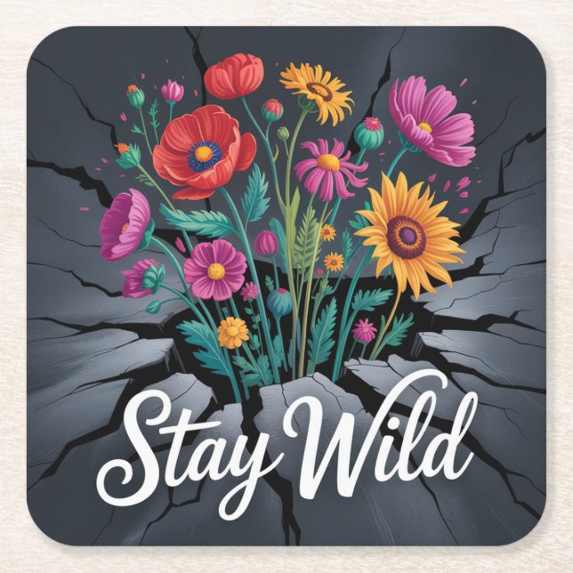 Porta-copo De Papel Quadrado Stay Wild (Frente)
