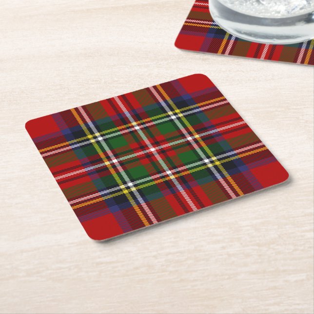 Porta-copo De Papel Quadrado Stewart Tartan (Inclinado)