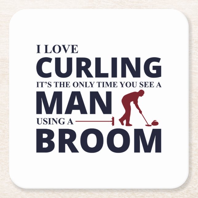 Porta-copo De Papel Quadrado Stone Curling Winter Ice Sport Curler (Frente)