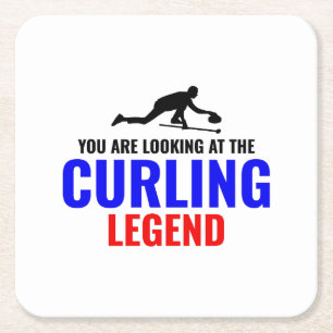 Porta-copo De Papel Quadrado Stone Curling Winter Ice Sport Curler Funny