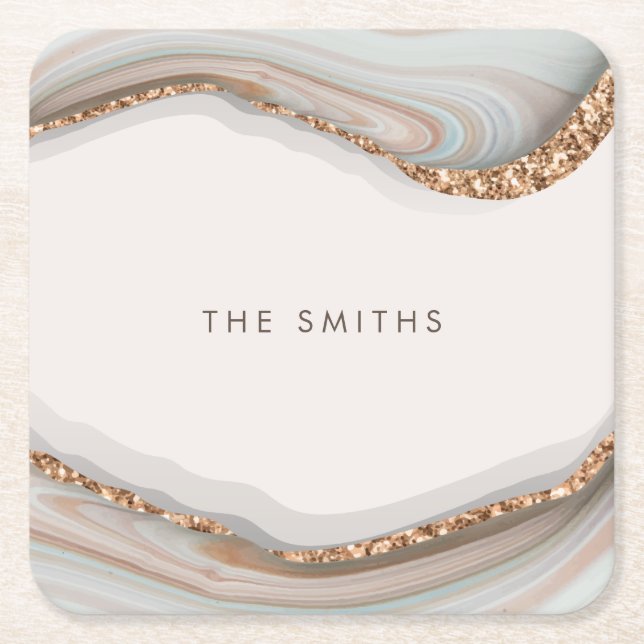 Porta-copo De Papel Quadrado Stone Marble Agate (Frente)