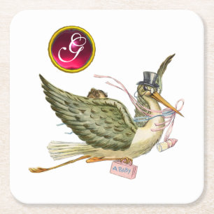 Porta-copo De Papel Quadrado STORY BABY GIRL CHÁ GEM MONOGRAM White