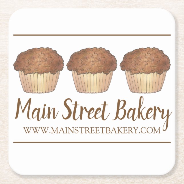 Porta-copo De Papel Quadrado Streusel Crumb Muffin Beled Bakery Assar Compro (Frente)
