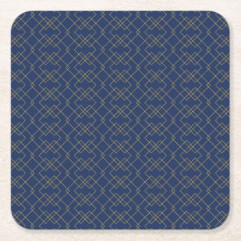 Porta-copo De Papel Quadrado Stylish Gold Geometric Box Design Navy