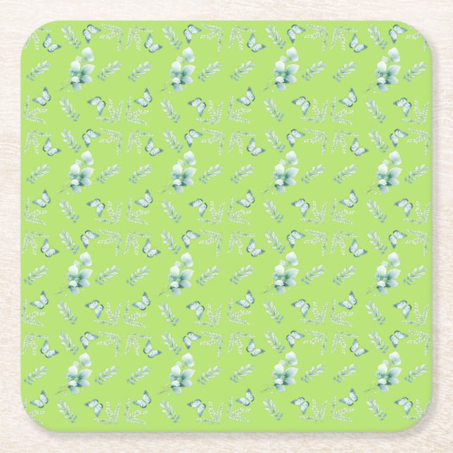 Porta-copo De Papel Quadrado suave botânica  (Frente)