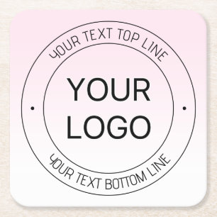 Porta-copo De Papel Quadrado Substituição Fácil de Logo e Texto Editável Rosa O