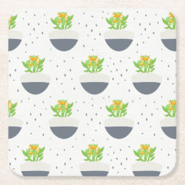 Porta-copo De Papel Quadrado Suculent Kalanchoe Plant Mãe Patterno