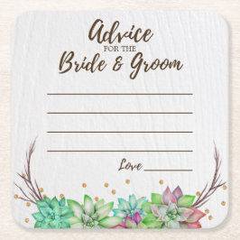 Porta-copo De Papel Quadrado Suculente Floral Rustic para Noiva e Noiva