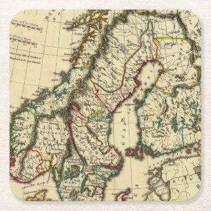 Porta-copo De Papel Quadrado Suecia, Dinamarca, Noruega com os limites