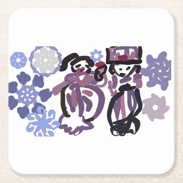 Porta-copo De Papel Quadrado Sugar plum dance  (Frente)