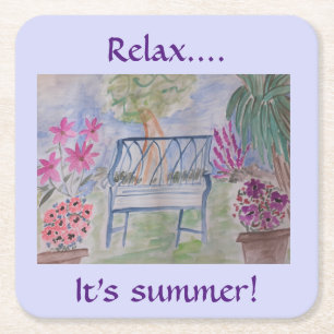 Porta-copo De Papel Quadrado Summer Garden Bench