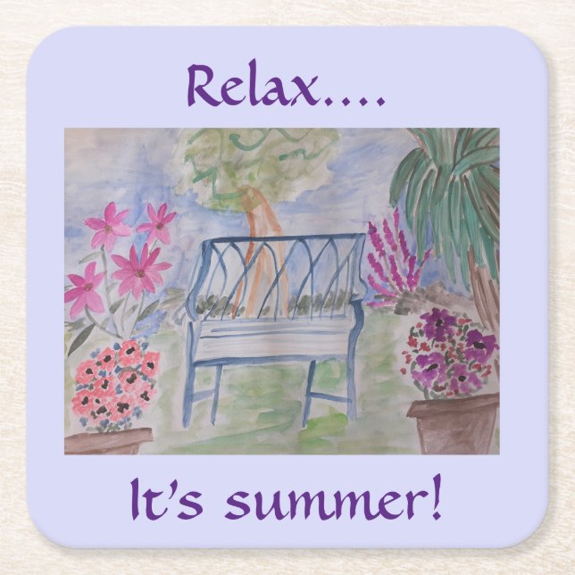 Porta-copo De Papel Quadrado Summer Garden Bench (Frente)