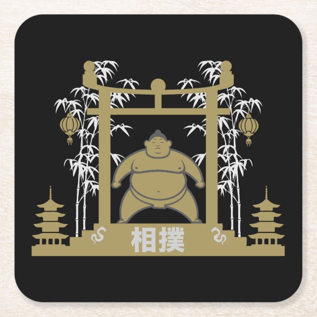 Porta-copo De Papel Quadrado Sumo Wrestler (Frente)