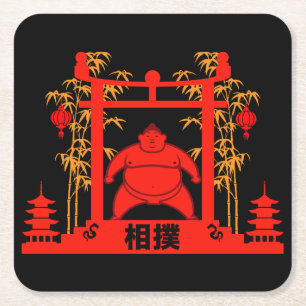 Porta-copo De Papel Quadrado Sumo Wrestler