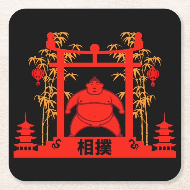 Porta-copo De Papel Quadrado Sumo Wrestler (Frente)
